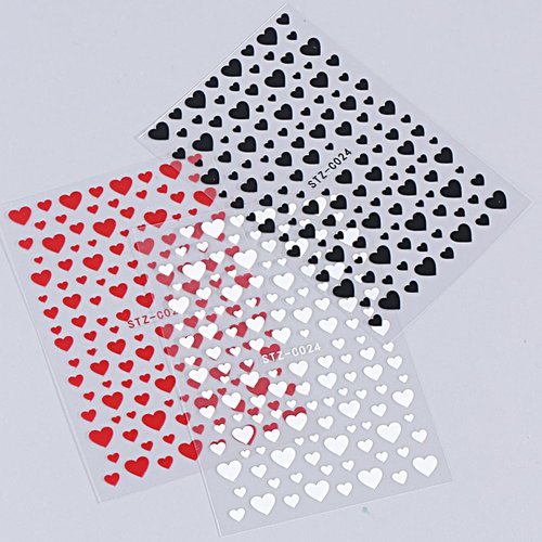 Valentine's Day Heart Nail Art Stickers 3D Holographic Heart Nail Decals Valentines Nails Art Supplies 6PCS Gold Red White Heart Nail Stickers Manicure Accessory for Women Girls Nail Art Decorations