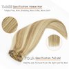 Caliee Real Hair Extensions Clip in Human Hair Natural Silky Straight Hair Extensions Balayage Clip in Hair Extehsions Golden Brown #10 Mixed Bleach Blonde #613 140g 7Pcs 22inch