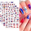 8Sheets 4th of July Nail Art Stickers Decals Red Blue White American Flag 3D Self-Adhesive Nail Decals Flame Butterfly Heart Designs Independence Day Nail Decorations DIY Nail Supplies for Women Kids