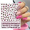 Leopard Nail Stickers for Nail Art,6Sheets Self-Adhesive Leopard French Nail Decals for Designer DIY Nail Art Supplies Pink Blue Brown Leopard Design 3D Nail Art Stickers for Women Girls Manicure Tips