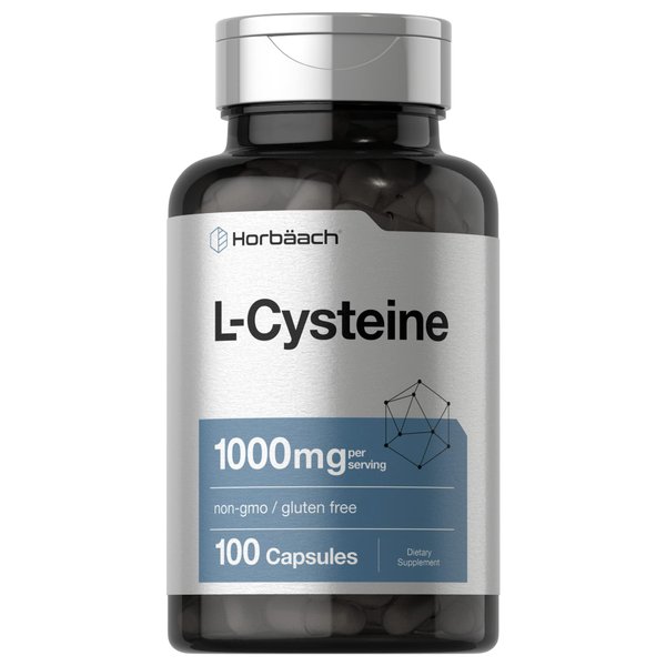 Horbäach L-Cysteine 1000mg | 100 Powder Capsules | Non-GMO, Gluten Free Supplement
