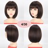 AliRobam Bob Wig with Bangs Short Straight Wigs for Black White Women Mix Brown Heat Resistant Synthetic Fiber Wigs for Daily Party Halloween Cosplay (M4/30)