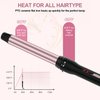 3 in 1 Curling Iron, Curling Wand Set with 3 Interchangable Ceramic Beach Waves Wands(0.75"-1.25"), Dual Voltage 30s Fast Heating with Heat Resistant Glove & 2 Clip for Long/Short All Hairstyle