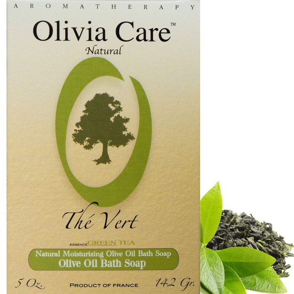 Olivia Care Green Tea Bar Soap - 100% Natural, Organic, Vegan | Pure Olive Oil | Face, Hands & Body | Cold-Pressed Triple -Milled | Rich in Calcium & Vitamins