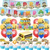 School Bus Birthday Party Decorations School Bus Party Supplies Includes School Bus Happy Birthday Banner Cake Cupcake Toppers Balloons for School Bus Party Favors Back to School Party Supplies