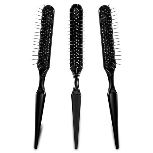 ZEYIYER 3PCS Wig Brush, Professionals Wig Comb for Synthetic Wigs, Portable 3 Row Comb for Natural Hair, Pointed Tip Metal Hair Comb Synthetic Hair Brush(Black)