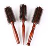 Healthcom 3-in-1 Premium Brush Set for Women & Men: Natural Boar Bristle Round Hair Brush, Nylon Pin Styling Brush, Wooden Comb for Drying, Curling, and Styling Hair