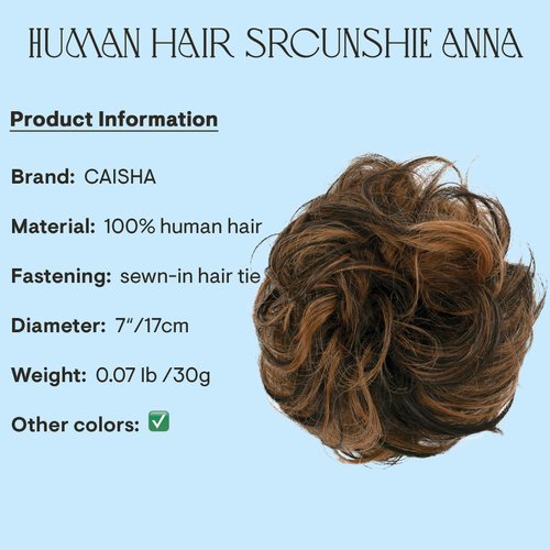 CAISHA 100% HUMAN HAIR Scrunchie Hair Piece Updo Braid Hair Scrunchy Messy Bun Black Light Brown Mix H312h