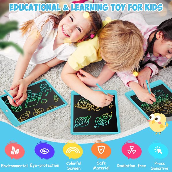 LCD Writing Tablet for Kids, 10 Inch Colorful Drawing Tablet Doodle Board, Learning &Educational Toys for 3 4 5 6 7 8 Years Old Girls Boys Birthday, Blue