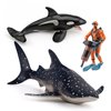 Ocean Sea Marine Animal Figure Toys Playsets 3 PCS Diver Whale Shark Killer Whale Model Toy Desktop Decoration Collection Party Favors Toys for Boys Girls Kids