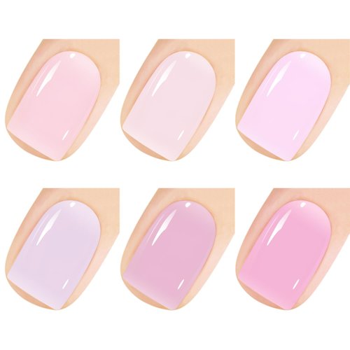 Vishine Gel Polish Set Jelly Pink Collection of 6 Transparent Natural Colors Sheer Pink Milky Mauve Purple French Manicure LED UV Gel Nail Polish Soak Off Curing Requires Home Salon 8ml