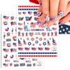 8 Sheets 4th of July Nail Stickers Self-Adhesive American Flag Independence Day Nail Decals Patriotic Nail Art Stickers Eagle Fireworks Heart Stars Nail Design Nail Art Supplies for Women Nail Decor