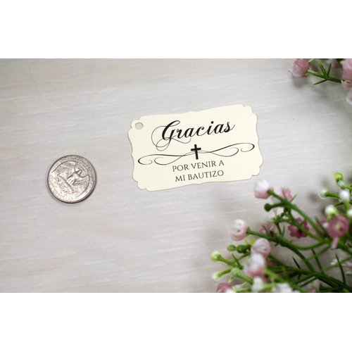 Baptism Tags - Gracias Por Venir A Mi Bautizo (Set of 40) (Cream)