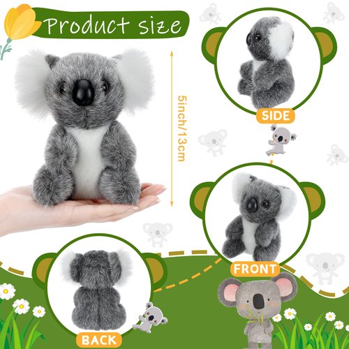 6 Pcs Koala Bear Stuffed Plush Animal Cute Koala Doll Toy Soft Mini Koala Plush 5 Inches Small Stuffed Koala Bear for Birthday Party Gifts, Gray