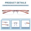 BLUELESS Rimless Reading Glasses Small Readers Men Women（Brown）