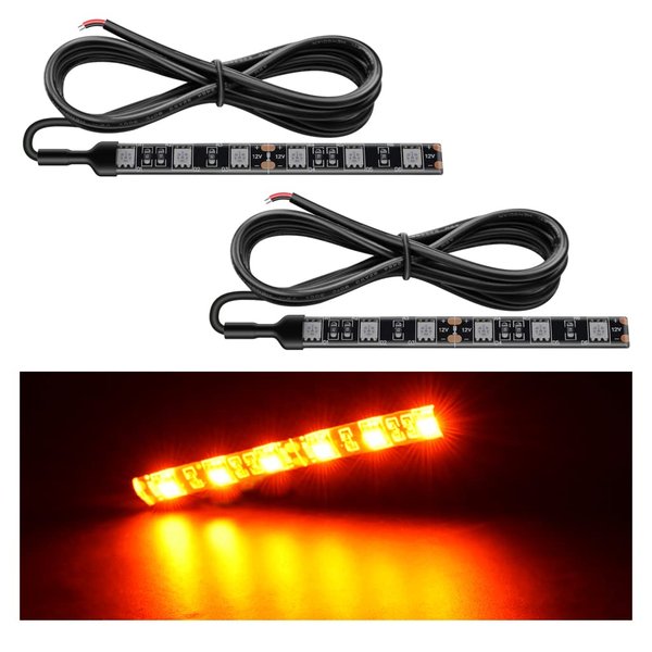 Nilight 2PCS 6-5050-SMD Waterproof Flexible Turn Signal Backup License Plate Universal Amber Lights Strip Universal for Motorcycle ATV UTV, 2 Years Warranty