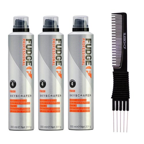 yper Fudge Professional Finish SKyscraper Light (10.1 oz) with Teasing Comb Pack of 3