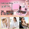 YBUETE Beginner Makeup Kit for Teen,Makeup Gift Set for Girl Women,Beginner Makeup Kit with Cosmetic Train Case Included 32 Colors Eyeshadow Blusher Contour Lip Gloss Lip Liner Mascara Eyeliner Mirror