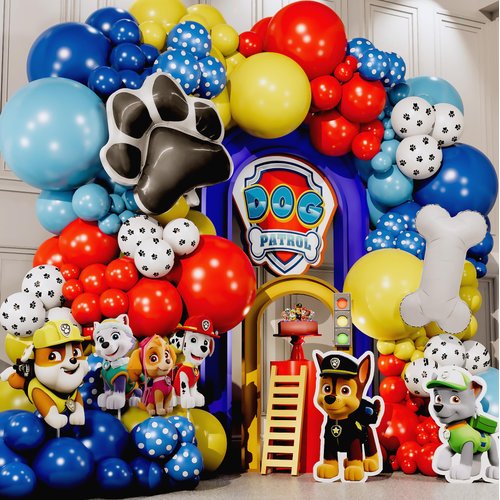 ALL-IN-1 Paw Balloons Garland Arch Kit with BONUS Dog Bone & Paw Print Balloons for Paw Birthday Decorations – Paw Balloons Backdrop, Paw Party Supplies for 3rd yo Boy