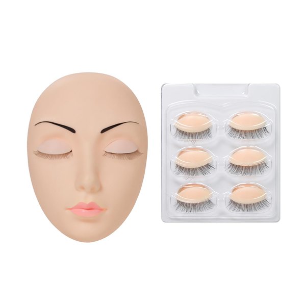 ANNAFRIS Lash Mannequin Head,Eyelash Mannequin Head with Eyelids,Lash Extension Training Practice Head,4 Pairs Removable Eyelids,White Color