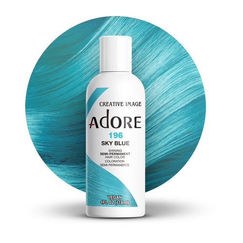 Adore Semi Permanent Hair Color - Vegan and Cruelty-Free Hair Dye - 4 Fl Oz - 196 Sky Blue (Pack of 1)