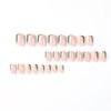 MERVF Square Press on Nails Short Fake Nails Green French Tip Squoval Glue on Nails with Gold Lines Design 24pcs Glossy Acrylic Nails for Women