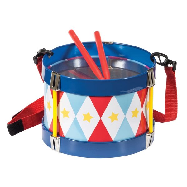 Schylling TD Tin Drum With an adjustable strap and two wooden drumsticks