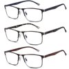 Lcbestbro 3 Pack Business Blue light Blocking Reading Glasses for Men, 2.5 Metal Readers