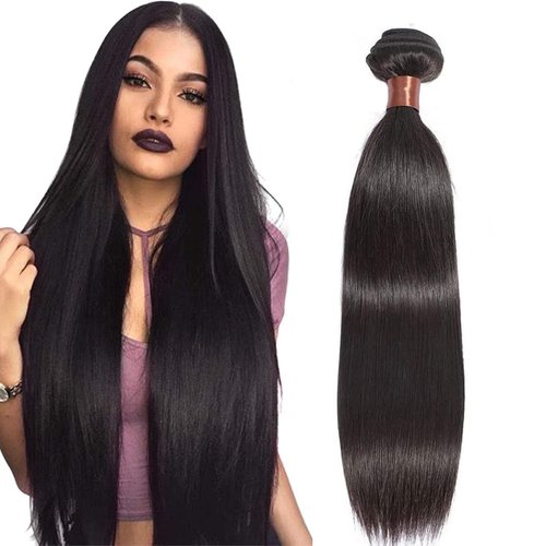 Ornate Hair Human Hair Extensions Virgin Straight Hair Brazilian Virgin 1 Bundles Hair Weave Bundles 100% Human Hair 8 Inches 9A Grade Natural Black Color (1Bundles Straight Natual Color, 8 inch)