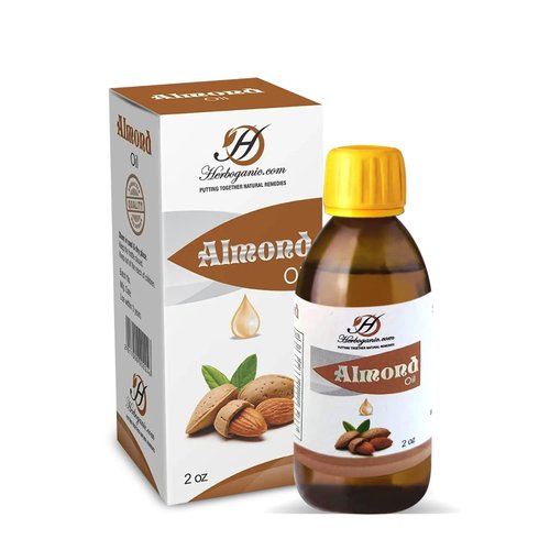 HERBOGANIC Pure Almond Oil, Natural Body Oil for Skin and Hair, Moisturizing Almond Oil for Face,Promote Glowing and Healthy Skin- 2 Oz Bottle