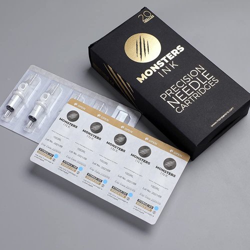 Monster Ink Curved Magnum Tattoo Cartridges,Tattoo Ink Cartridges, Tattoo Needle Cartridge for Tattoo Machine, 20 pcs (11 Round Magnum 0.30mm)