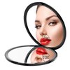 Gospire Pocket Makeup Mirror for Travel, 1X/10X Double Sided Magnifying Compact Handbag Cosmetic Mirror, 4 Inch Ultra-Thin Handheld Round Foldable Portable Mirror for Women (Black)