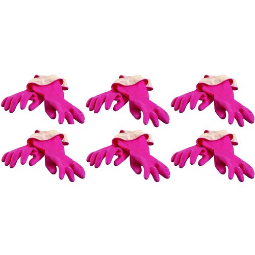 Casabella Premium Waterblock Cleaning Gloves - 6 Pair (12 Gloves) Pink - (Medium)