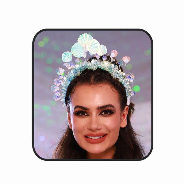 Jerany Light Up Seashell Headband Costume Headband Glowing Hair Bands Sparkly Led Rave Festival Hair Accessories for Women (FG-7-Shell, FG-7-Shell)
