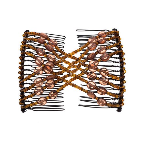 LOVEF 3Pcs Magic Hair Comb Ladies Bead Stretchy Women Hair Combs Professional Double Magic Slide Metal Comb Clip Hairpins