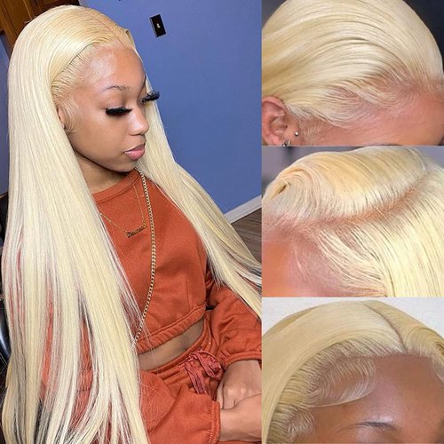 YUTU 30INCH 13x6 HD Straight Blonde Lace Front Wigs Human Hair Pre Plucked 180 Density Glueless Wigs Human Hair Pre Plucked with Baby Hair 613 Human Hair Lace Frontal Wigs for Black Women Human Hair