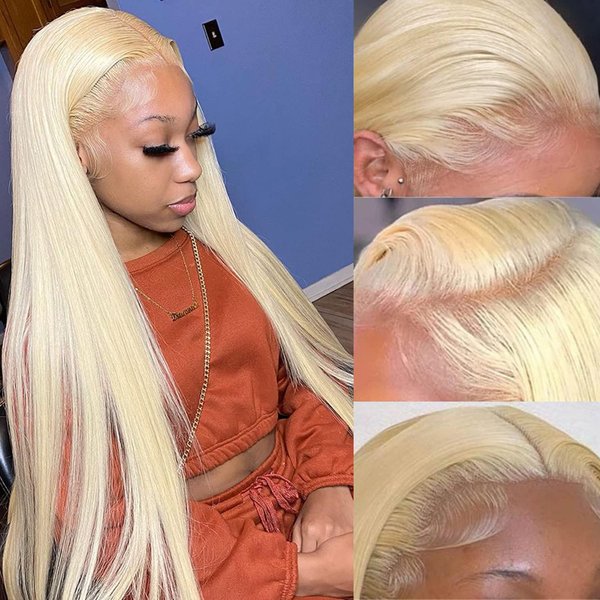 YUTU 30INCH 13x6 HD Straight Blonde Lace Front Wigs Human Hair Pre Plucked 180 Density Glueless Wigs Human Hair Pre Plucked with Baby Hair 613 Human Hair Lace Frontal Wigs for Black Women Human Hair