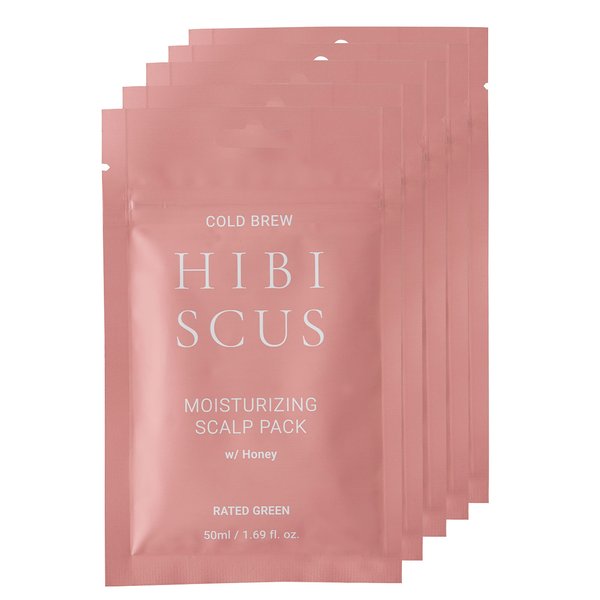 RATED GREEN Hair Conditioner - Cold Brew Hibiscus Moisturizing Scalp Pack with Honey, Deep Conditioning Hair Mask for Dry Damaged Hair, 1.69 Fl. Oz, Korean Hair Care, Pack of 5