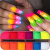 2 Box 24 Grid Chrome Nail Powder Aurora Nail Powder Holographic Mirror Effect Rainbow Nail Glitter Chrome Powder Colourful Nail Glitter for Nail Art Manicure Decoration Home DIY Salon…
