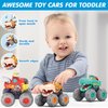 MOONTOY Toy Cars for 1 2 3 Year Old Boys, 3 Pack Friction Powered Cars Pull Back Toy Cars Set - Bull Truck, Leopard Truck, Crocodile Trucks, Push and Go Toy Cars for Toddler Boys Baby Gift.