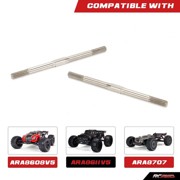 RCAWD Turnbuckle M5X89mm for ARRMA 6S 1/8 Kraton Notorious Outcast Talion 6S & 1/7 Fireteam 6S Upgrades,Stainless Steel Tie Rod Parts #AR330221#ARAC9393#ARA330662