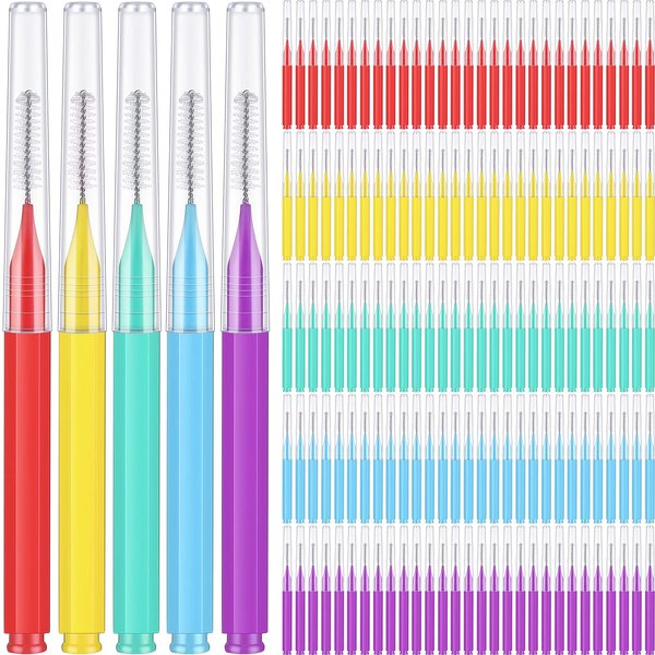 150 Pieces Interdental Brush Teeth Floss Tooth Cleaning Tool Toothpick Cleaner Dental Tooth Flossing Head Teeth Soft Dental Pick Refill Dental Flosser Oral Dental Hygiene Teeth Flossing (Vivid Color)