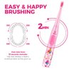 Vekkia Sonic Rechargeable Kids Electric Toothbrush, 3 Modes with Memory, Fun & Easy Cleaning, 24000 Strokes, IPX7 Waterproof, 2-Min Timer for Age 5+, 4 Soft Bristles(Pink)