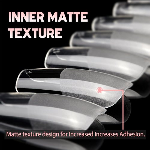 SOCORIA Soft Gel X False Nail Tips 2 Styles Kit - Medium Coffin, Medium Almond 480PCS Pre-shaped Matte Full Cover Acrylic Fake Nail Tips for Nail Extension DIY Manicure Salon Home 15 Sizes