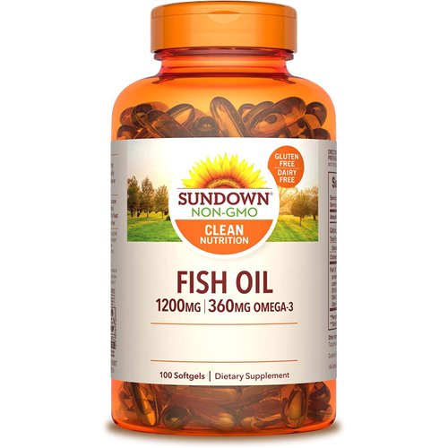 Sundown Naturals Fish Oil 1200 mg With Natural Omega-3, 100 Softgels (Pack of 2)
