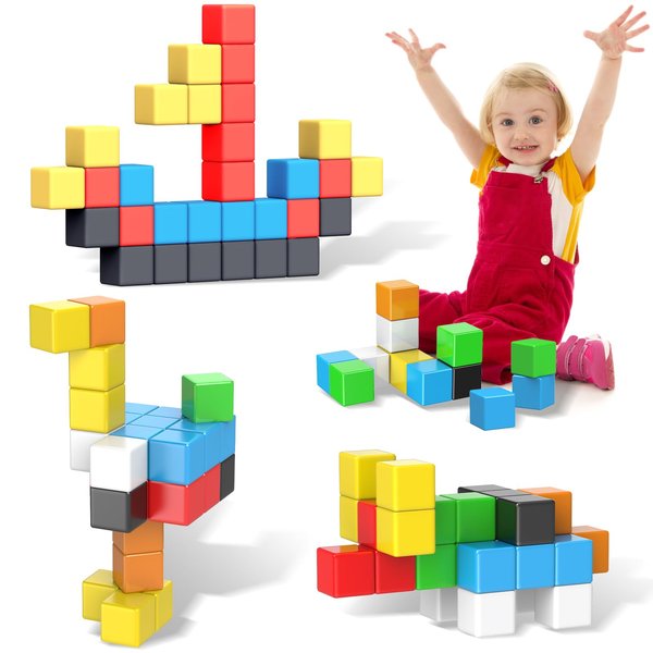 KOIEMAY Magnetic Building Blocks Toys for Toddler Girls Boys Age 2-4 3-5 4-8 Upgraded 3D STEM Montessori Sensory Toys for Early Learning Games Birthday for 3 4 5 6 Year Old Boys Girls