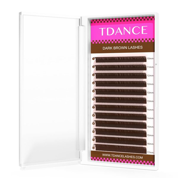 TDANCE Dark Brown Lash Extensions Colored Lash Extensions 0.03/0.05/0.07mm C/D Curl Premium Brown Eyelash Extensions Salon Use (Dark Brown,0.05-D,10-17mm)
