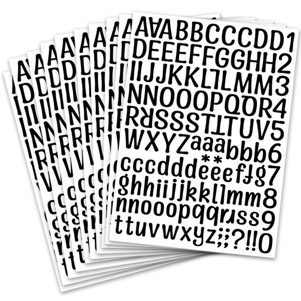 1260 pcs 10 Sheets Vinyl Letters Stickers (Black) Numbers decals for Mailbox, Signs, Window, Door, Cars, Trucks, Home, Business, Address Number (1 Inch, 10 Black Set)