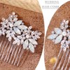 Foyte Crystal Wedding Hair Comb Leaf Bride Headpiece Silver Rhinestone Hair Piece Bridal Side Hair Accessories for Women