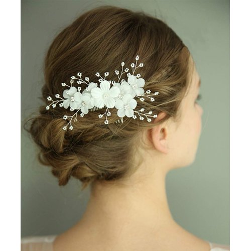 FXmimior Bridal Wedding Flower Headpiece Hair Comb Vintage Hair Comb Crystals Rhinestone Hair Comb Diadem Prom Hair Pins Wedding Party Evening Hair Accessory for Women and Bride (gold)